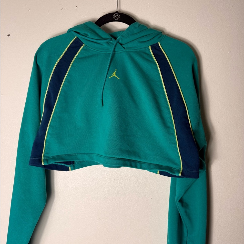 Jordan Teal Hoodie with Red Logo